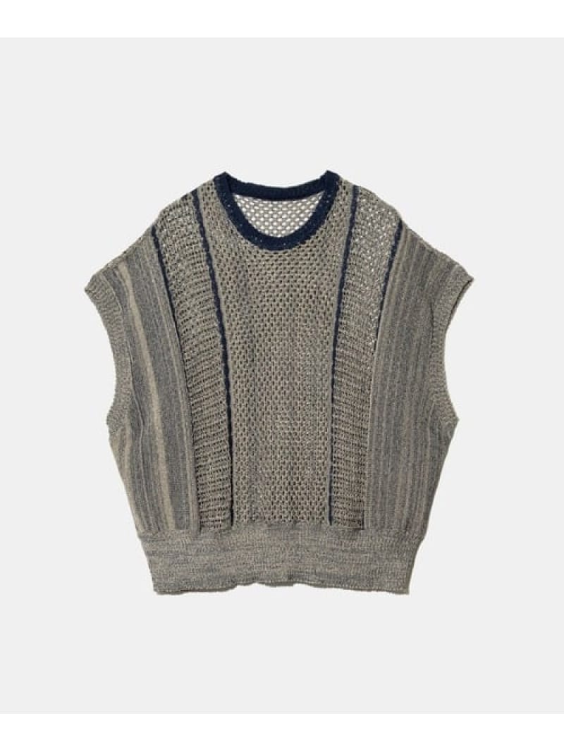 Rakuten - GENTIL/ジャンティー 配色引き揃えメッシュ編みベスト (WOMENS) GSC WOMENS SELECT ゴースローキャラバン トップス その他のトップス ベージュ【送料無料】[Rakuten Fashion]