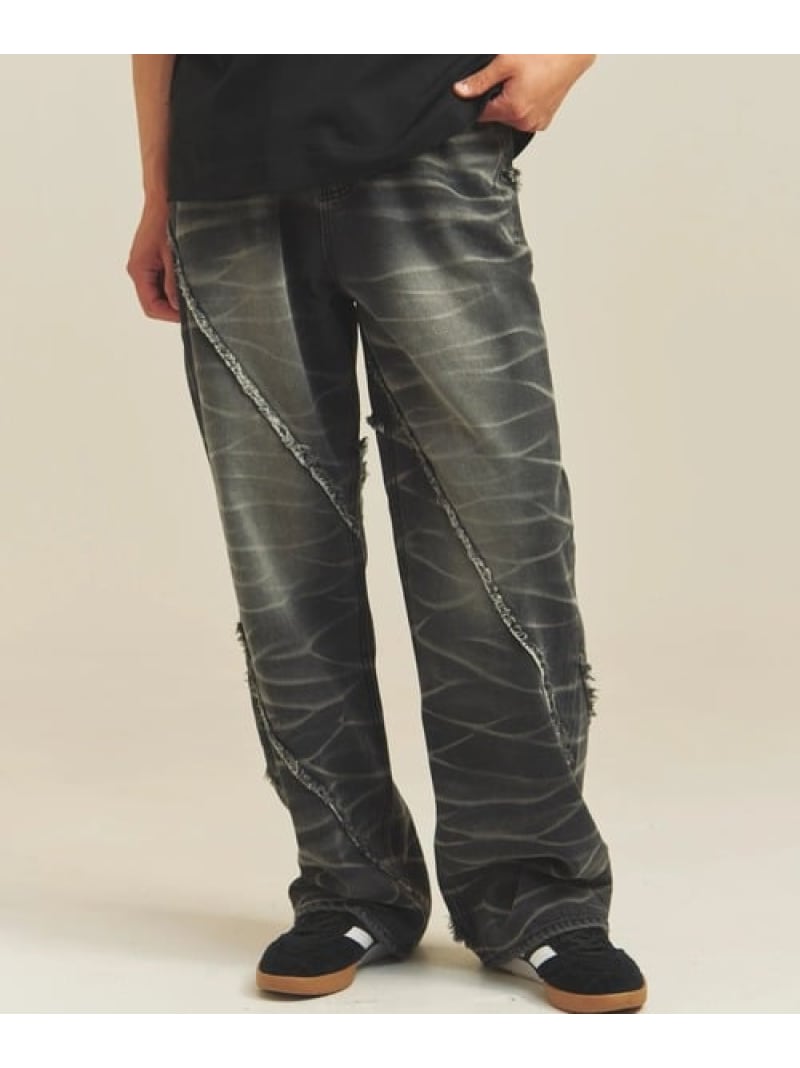 JE-SELECT-ナナメ切替・ブラスト加工/デニムパンツ(MENS) JACKROSE ジャックローズ パンツ その他のパンツ ブラック ブルー【送料無料】[Rakuten Fashion]