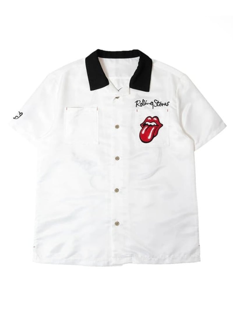 【SALE／30%OFF】【The Rolling Stones×JACKROSE】 ANIMAL PATCH WORK BOWLING SS SHIRTS(MENS) The Rolling Stones ジャックローズ トップス シャツ・ブラウス ブラック ホワイト【RBA_E】【送料無料】[Rakuten Fashion]