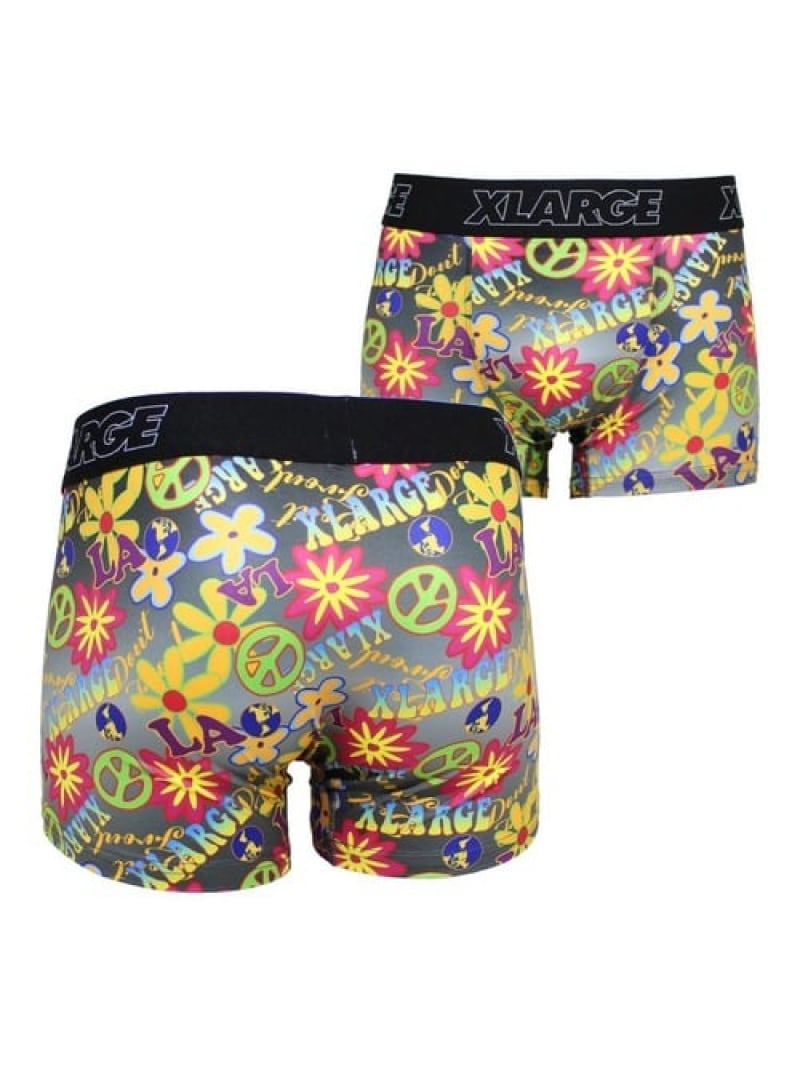 SANKO BAZAARのXLARGE/エクストララージ BOXER SHORTS FLOWERS AND PEACE SELECT BRANDS ジャックローズ インナー・ルームウェア その他のインナー・ルームウェア グリーン グレー[Rakuten Fashion]｜アングル3