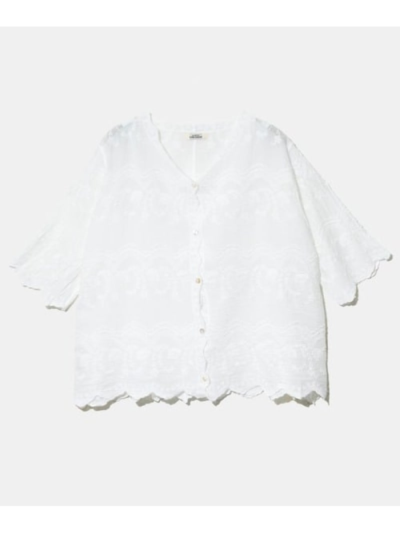 Rakuten - CUBE SUGAR/キューブシュガー 花柄刺繍7分袖ブラウス (WOMENS) GSC WOMENS SELECT ゴースローキャラバン トップス シャツ・ブラウス ホワイト【送料無料】[Rakuten Fashion]
