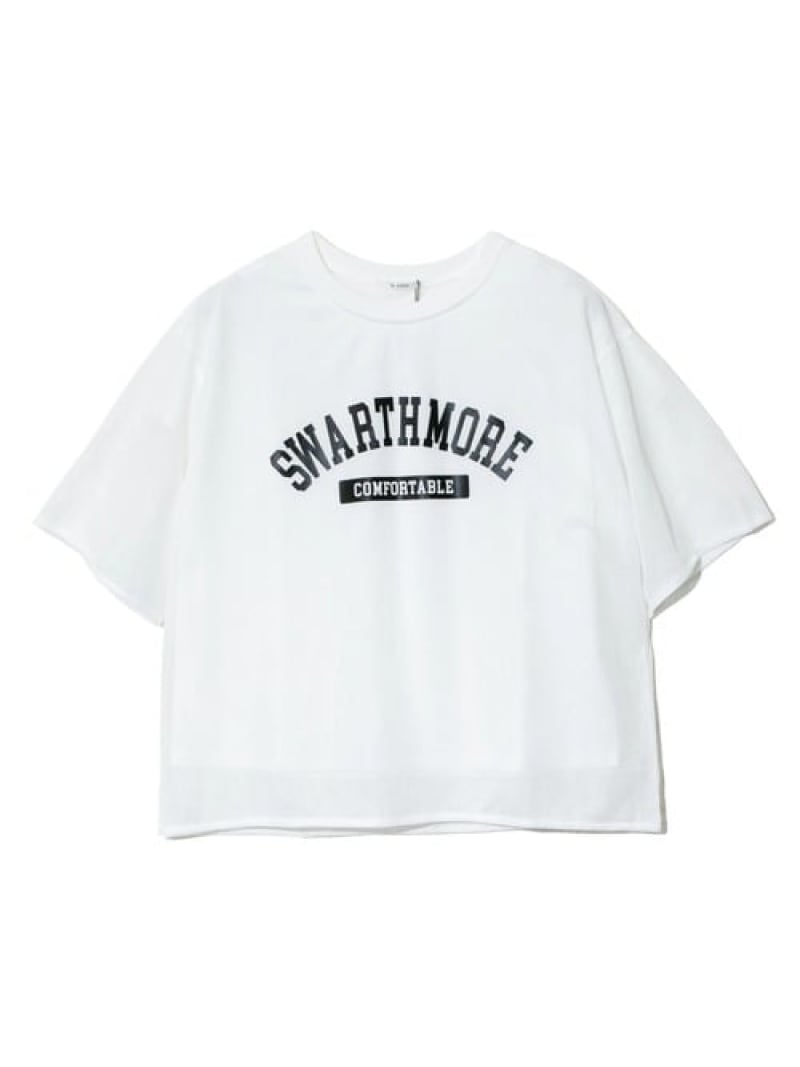 【SALE／50%OFF】le colis/ルコリ メッシュロゴレイヤード5分袖TEE (WOMENS) GSC WOMENS SELECT ゴースローキャラバン トップス カットソー・Tシャツ ホワイト【RBA_E】[Rakuten Fashion]