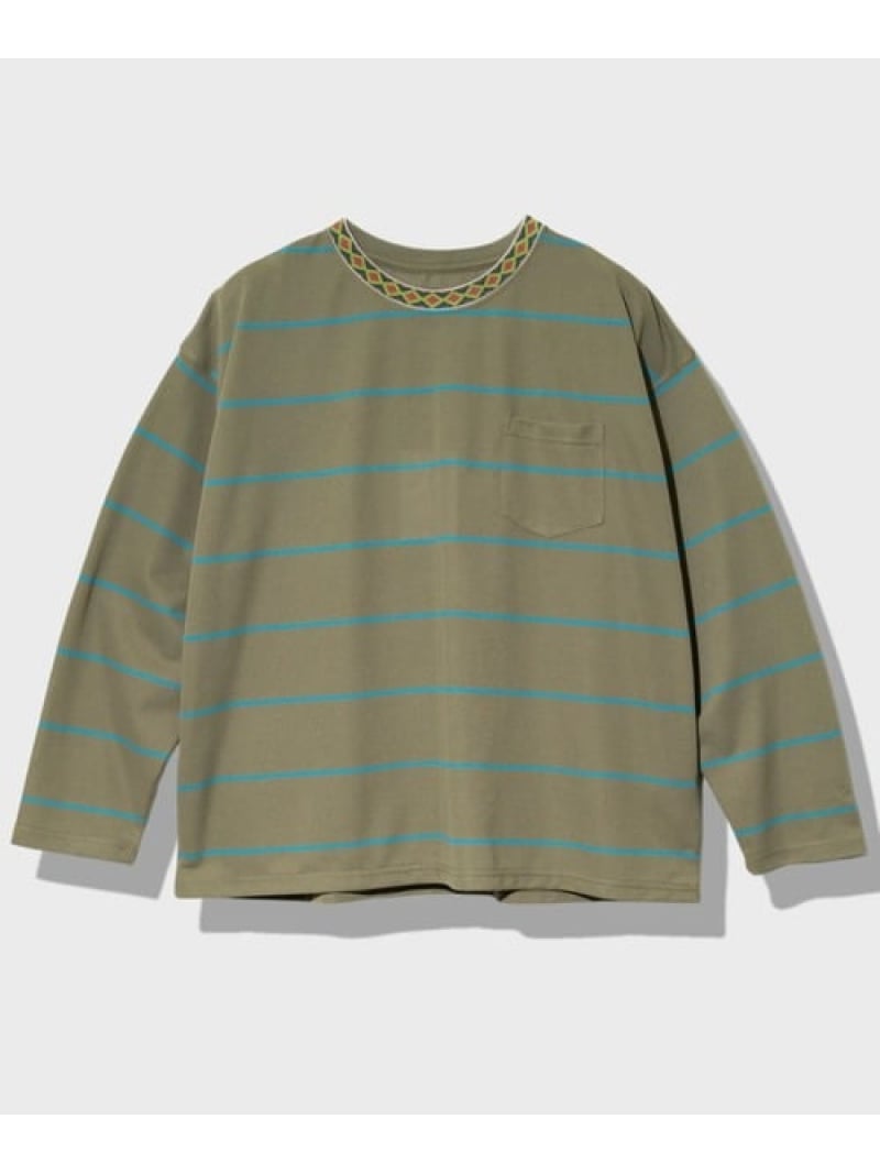 Rakuten - NANGA/ナンガ RINGER COLLAR PANEL L/S TEE (MENS) GSC MENS SELECT ゴースローキャラバン トップス カットソー・Tシャツ カーキグリーン【送料無料】[Rakuten Fashion]