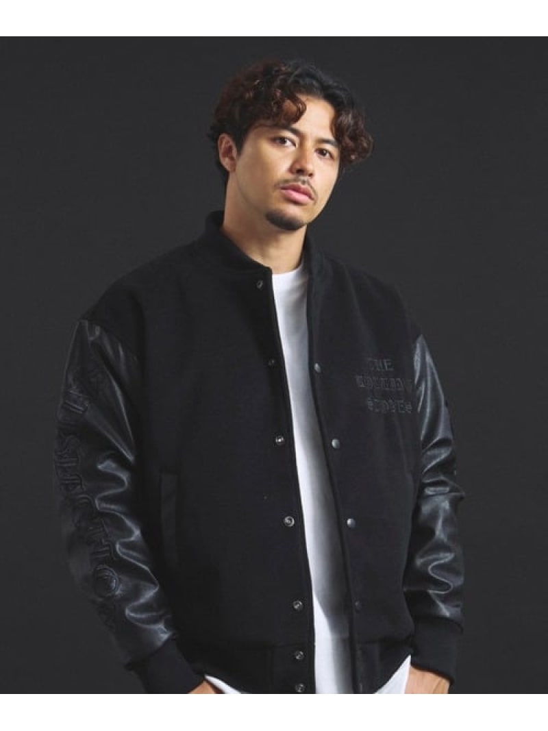 【The Rolling Stones×JACKROSE】 Lips&Tongue シグネチャースタジャン(MENS) The Rolling Stones ジャックローズ ジャケット・アウター ブルゾン・ジャンパー ブラック【送料無料】[Rakuten Fashion]