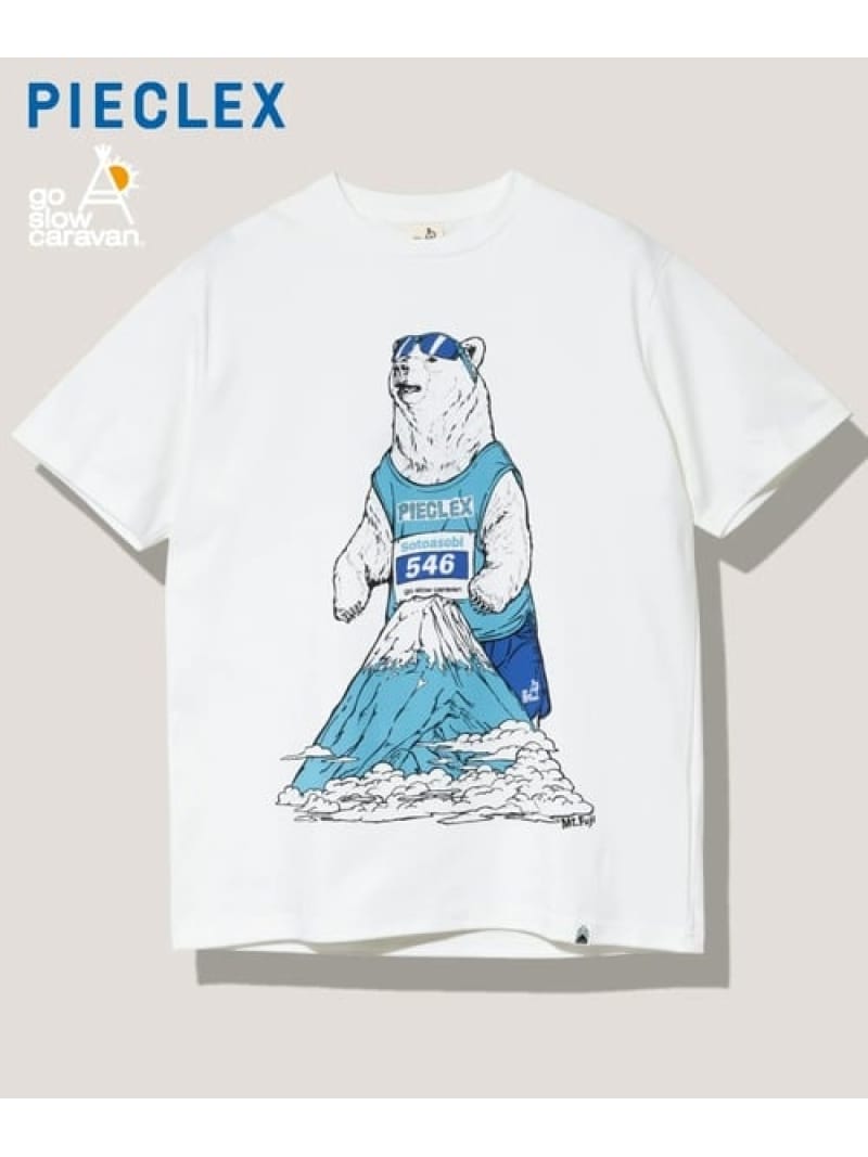 PIECLEX 富士山クマ TEE (MENS) go slow caravan ゴースローキャラバン トップス カットソー・Tシャツ ブルー ホワイト