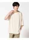 ROUGH TRADE/ M プリーツハンソデBIGTEE ROUGH TRADE サンコーバザール トップス カットソー・Tシャツ ベージュ ブラック ブルー[Rakuten Fashion]