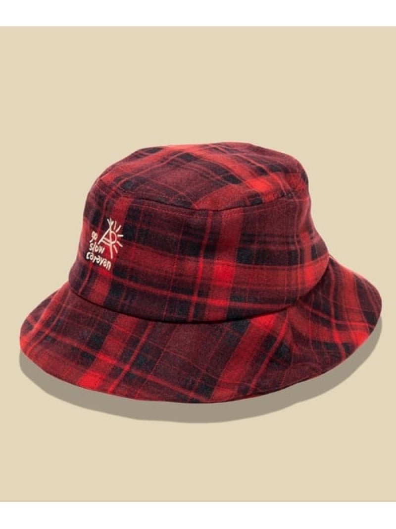 フランネルチェック マルチトップハット go slow caravan ゴースローキャラバン 帽子 ハット レッド ベ..