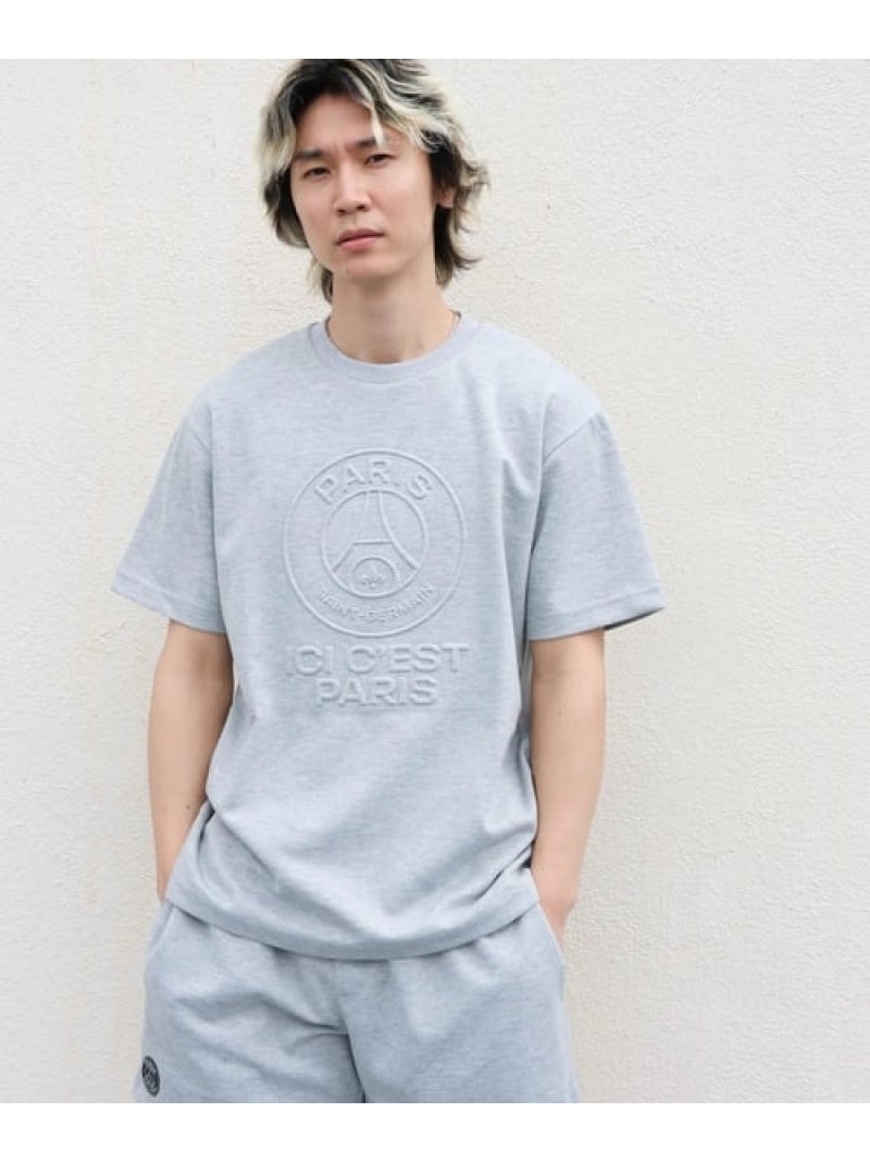 Paris Saint-Germain F.C./パリサンジェルマン INTERLOCK EMBO SSTEE(MENS) SELECT BRANDS ジャックローズ トップス カットソー・Tシャツ グレー ブラック