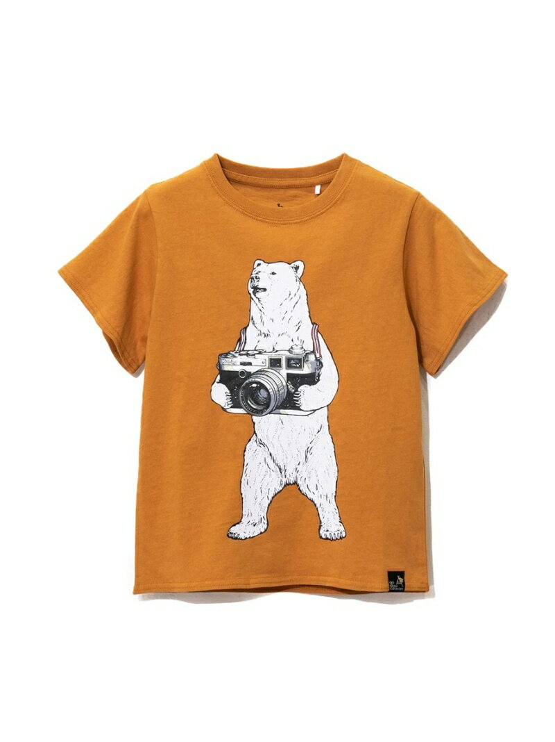 go slow caravan/(K)KIDS USA/C カメラクマ TEE go slow caravan ゴースローキャラバン カットソー キッズカットソー ネイビー ブラウン[Rakuten Fashion]