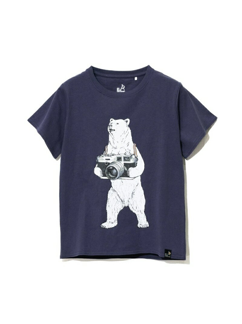 go slow caravan/(K)KIDS USA/C カメラクマ TEE go slow caravan ゴースローキャラバン カットソー キッズカットソー ネイビー ブラウン[Rakuten Fashion]