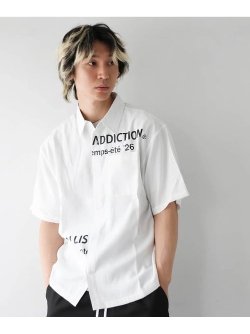GA Graphic Layout S/S Shirt(MENS) GALLIS ADDICTION ジャックローズ トップス シャツ・ブラウス ホワイト ブラック
