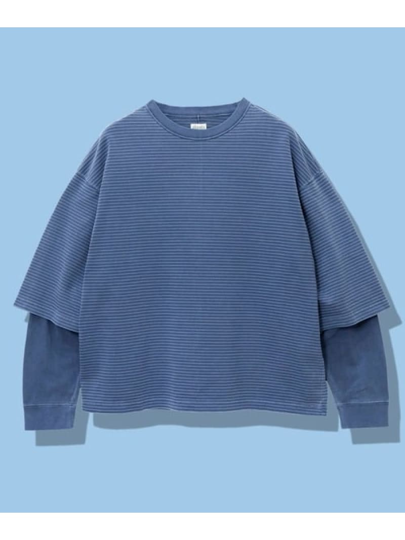 【SALE／40%OFF】AOZORAボーダー+製品染めストーンウォッシュレイヤードロンT(MENS) AOZORA ゴースローキャラバン トップス カットソー・Tシャツ ブラウン ブルー【RBA_E】【送料無料】[Rakuten Fashion]