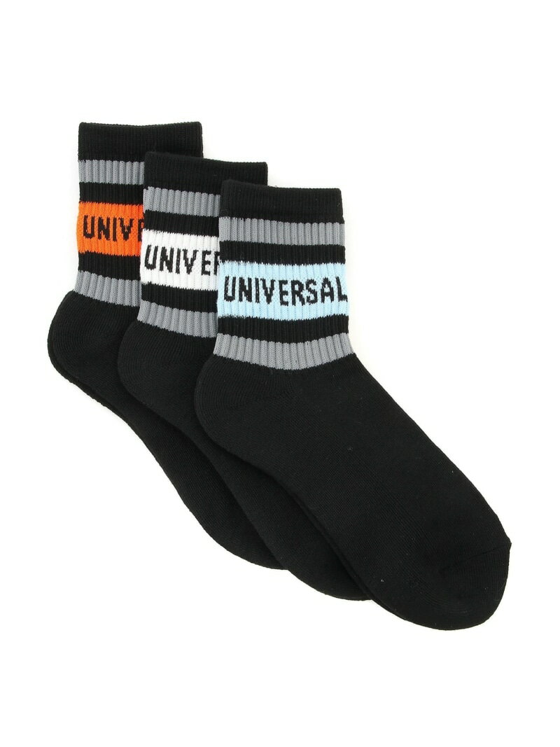 (U)UNIVERSAL OVERALL/UNIVERSAL OVERALL 3P ロークルーリラインソックス BLK UNIVERSAL OVERALL ジャックローズ 靴下・レッグウェア 靴下 ブラック[Rakuten Fashion]
