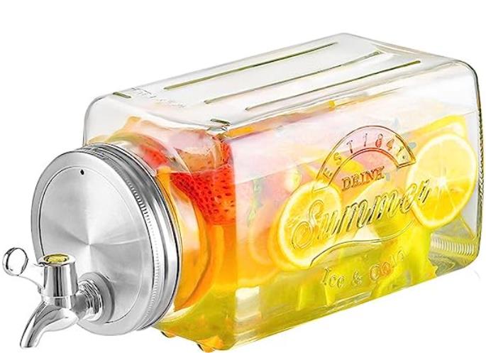 大容量 3L ドリンクサーバー キッチン収納 蛇口付き ガラス 密閉缶 サーバー 飲料ボトル貯蔵タンク ドリンク 保存容器