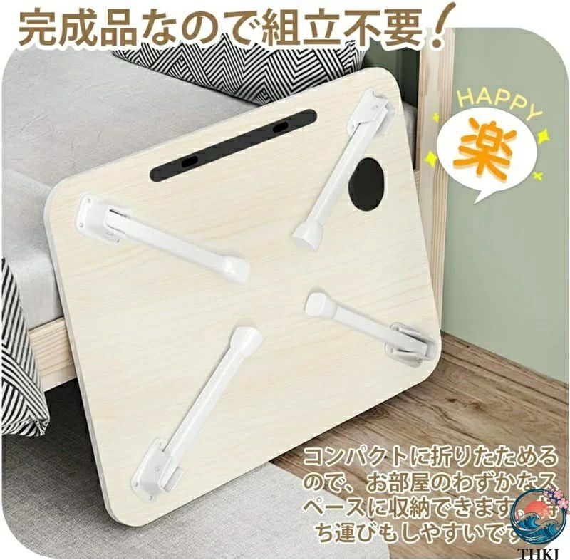 ドリンクホルダー付き 座卓 パソコンデスク 持ち運び便利 テーブル ミニテーブル リモートワーク 折りたたみ 組み立て不要 タブレットスタンド コンパクト sankoshoukai-10013903 サンコー商会 サンプル画像3