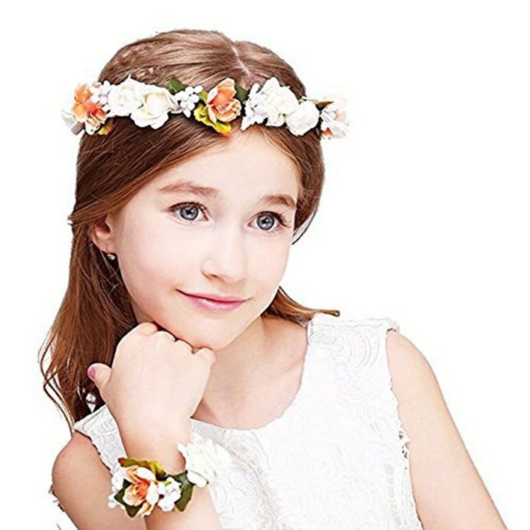 花冠 子供髪飾り 発表会 バレエ キッズ 華やかな花 髪飾り 花嫁 花かんむり カチュ...