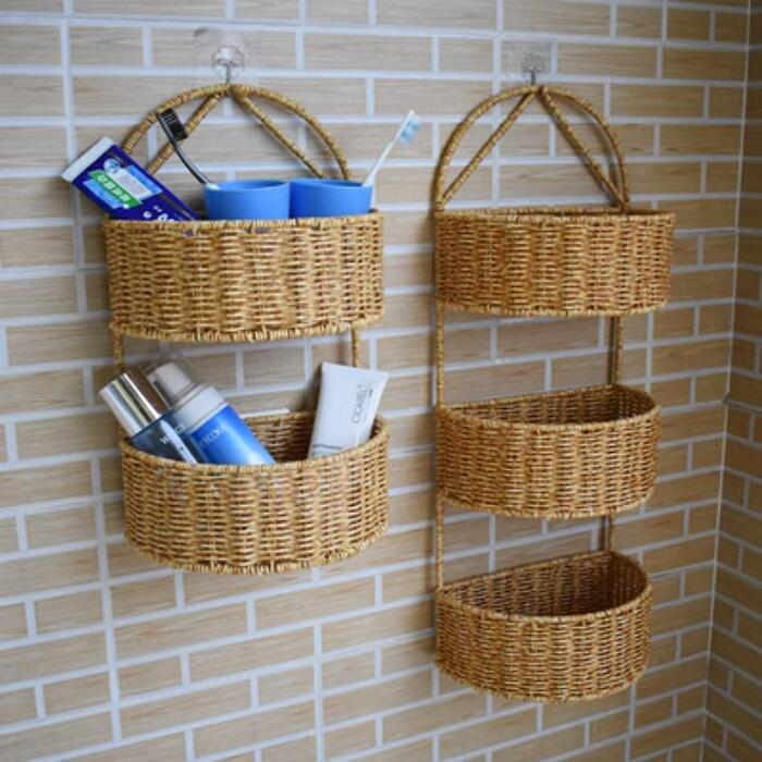 プラスチック 2層 シンプル ナチュラル 収納 バスケット 3層 日用品 便利 収納かご 壁掛け おしゃれ カゴ カゴ かご 小物 雑貨 籠 省スペース プレゼント バスケット