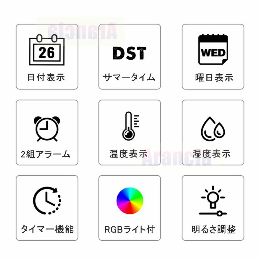 壁掛け時計 雑貨 デジタル おしゃれ 時計 温湿度計 大きな文字 デジタル 温度計 時計 曜日 インテリア 日付 静音 時計 デジタル 掛け おしゃれ デジタル 時計 見やすい デジタル時計 LED 壁掛け おしゃれ 湿度計 led リビング [3]