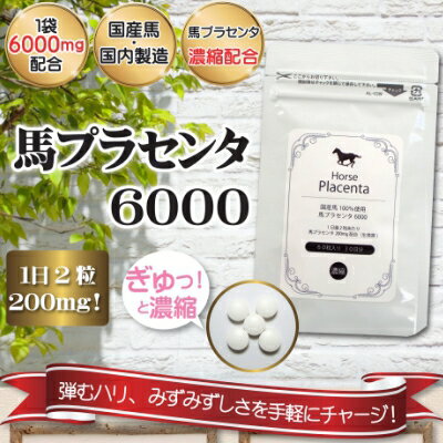 【送料無料】馬プラセンタ6000 60粒入 1か月分 国産馬プラセンタのみ使用 2粒に200mg配合 プラセンタのみ配合の濃厚な馬プラセンタ スーパーDEAL 【thxgd_18】 2