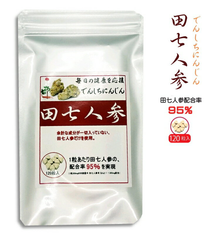 田七人参 サプリメント 120粒入 1粒の内容量300mgに田七人参原末を285mg配合　1粒あたり田七人参の配合率95％を実現　サポニン　スーパーDEAL 