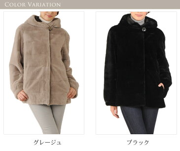 【クーポンで20%OFF!!】レッキス ハーフ コート フード 付き 毛皮 コート ファーコート レディース 毛皮 ファー 結婚式 パーティー ラビット 秋 冬 母 女性 ギフト チョコレート 付きラッピング対応可(No.01000138r)