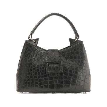 クロコダイル ワンショルダー バッグ マット加工/レディース ブラック 黒 クロコダイルバッグ CROCODILEバック ブラック クロコダイルバッグクロコ 本革 軽量 本物 (3327-zz-blkr) リア