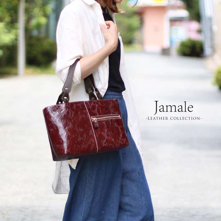 【楽天市場】[Jamale]ジャマレ ハンドバッグ 牛革 日本製 ローズ柄 型押し / レディース 軽量 レデイース バック 鞄 バッグ A4