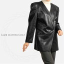 ラム ノーカラー ジャケット ジヤケット 軽い ブラック 秋 冬 母 女性 ギフト プレゼント 7F (2270-447r)
