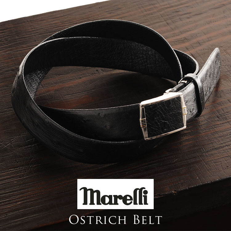 レザーベルト 【5%OFFクーポン】オーストリッチ 35mm メンズ ベルト 本革 男性 marelli ブランド おさん ビジネス 通勤 誕生日 レザーベルト ギフト 父の日 実用的 プレゼント 4FA (3373r)