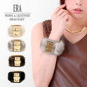 レザーのブレスレット（レディース） 【最大10%OFFクーポン!】【訳あり】ERA エラ ミンク ファー レザー ワイド ブレスレット ゴールド金具 レディース ミンクファー 毛皮 牛革 レザーブレスレット ファーブレスレット ワイドブレスレット【ネコポスで送料無料】 母の日 ははの日 実用的 7F (01000538r)