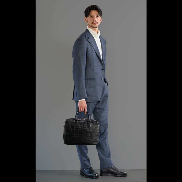 日本製 クロコダイル ブリーフケース メンズ 2way マット 加工 メンズ ブリーフ バ...
