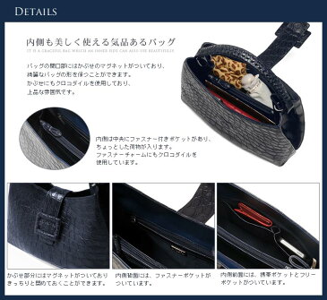 クロコダイル ワンショルダー バッグ マット加工/レディース ブラック 黒 クロコダイルバッグ CROCODILEバック ブラック クロコダイルバッグクロコ 本革 軽量 本物 (3327-zz-blkr) リア