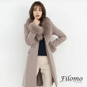 フィローモ コート レディース 【10%OFFクーポン!】カシミヤ ブレンド ウール ロング コート レディース Filomo フォックス ファー トリミング 100cm モカ/グレー/ブラック 9号/11号/13号 秋 冬 ファー付き ベルト付き ギフト プレゼント 母の日 ははの日 実用的 6F (02000197r)