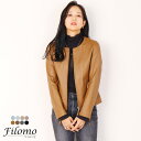 【最大10%OFFクーポン!】レザージャケット レディース ノーカラー ラム ナッパ 本革 ジャケット ブランド Filomo 軽量 女性 アウター 秋 冬 ライダース シンプル ライトアウター 春 ブラック ギフト プレゼント 母の日 実用的 6F (04000073r)