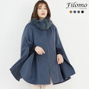 【5%OFFクーポン】カシミヤ ブレンド ウール ケープ フォックス ファー トリミング ロング丈 レディース ブランド Filomo フィローモ 毛皮 きれいめ アウター 秋冬 フォーマル ギフト プレゼント 母の日 実用的 7F (02000092r)