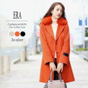 ERA/エラ カシミヤ 100% コート フォックス 襟 コート 着丈90cm レディース 冬 ライトベージュ/オレンジ/ブラック 母 女性 母の日 ギフト プ...