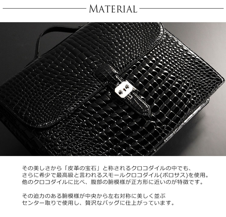 【5％クーポン】スモール クロコダイル ビジネスバッグ A4対応 ポロサス メンズ ブ...