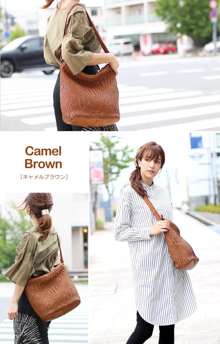 本革 メッシュ ショルダーバッグ レディース Mia Borsa ウォッシュ加工 牛革 イン...