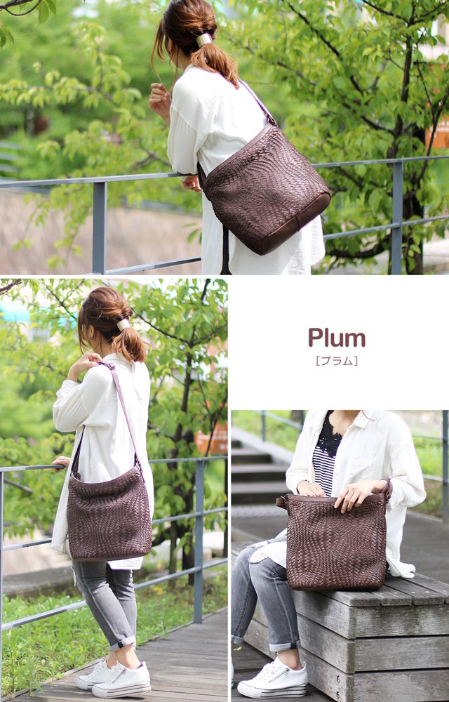 本革 メッシュ ショルダーバッグ レディース Mia Borsa ウォッシュ加工 牛革 イン...