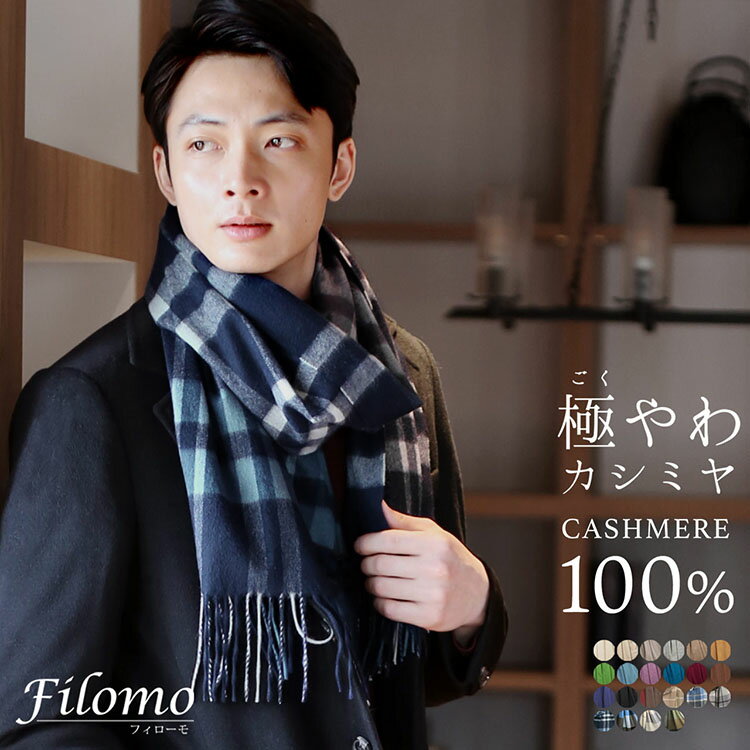 カシミヤ マフラー（メンズ） 【2h限定20%OFF!】カシミヤ マフラー カシミヤ100% メンズ ブランド Filomo 無地 メンズマフラー 秋 冬 50cm × 190cm 高品質 内モンゴル産 極やわカシミヤ ベビカシ カシミヤマフラー カシミヤ ストール バレンタイン ギフト 【名入れ刺繍対象】 (02000277-mens-1r)