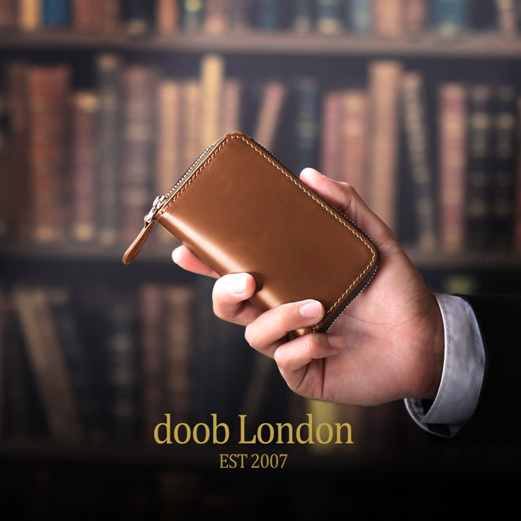 【父の日 早割 10％OFFクーポン】コードバン ミニ財布 メンズ doob London ブランド ラウンドファスナー キャッシュレス 財布 【名入れ 可能】 ミニマリスト 小さい財布 コンパクト財布 男性 ギフト ドゥーブロンドン プレゼント 父の日 4FC (09000141-mens-1r)