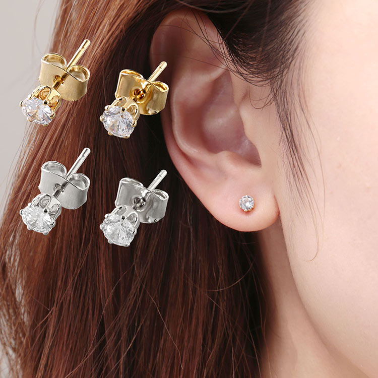 樂天商城 - 1粒 ストーン ピアス 4mm ニッケルフリー 低アレルギー 素材 両耳用 金属アレルギー 【ネコポスで送料無料】【返品交換不可】 浴衣 に 合う ギフト プレゼント 2F (09000321r)