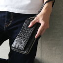 【20%OFFクーポン!】本革 オーガナイザー クラッチ バッグ セカンドバッグ ラウンドファスナー 長財布 クロコダイル ホーンバック 使用 メンズ ストラッ...