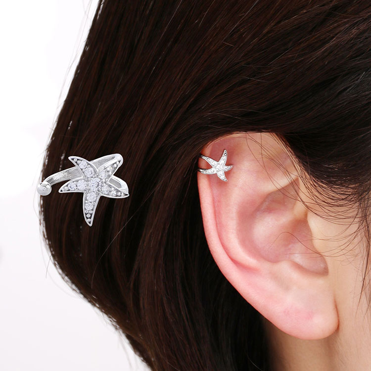 スターフィッシュ ストーン ダブル ライン イヤーカフ ニッケルフリー 低アレルギー 素材 金属アレルギー 【ネコポスで送料無料】【返品交換不可】 浴衣 に 合...