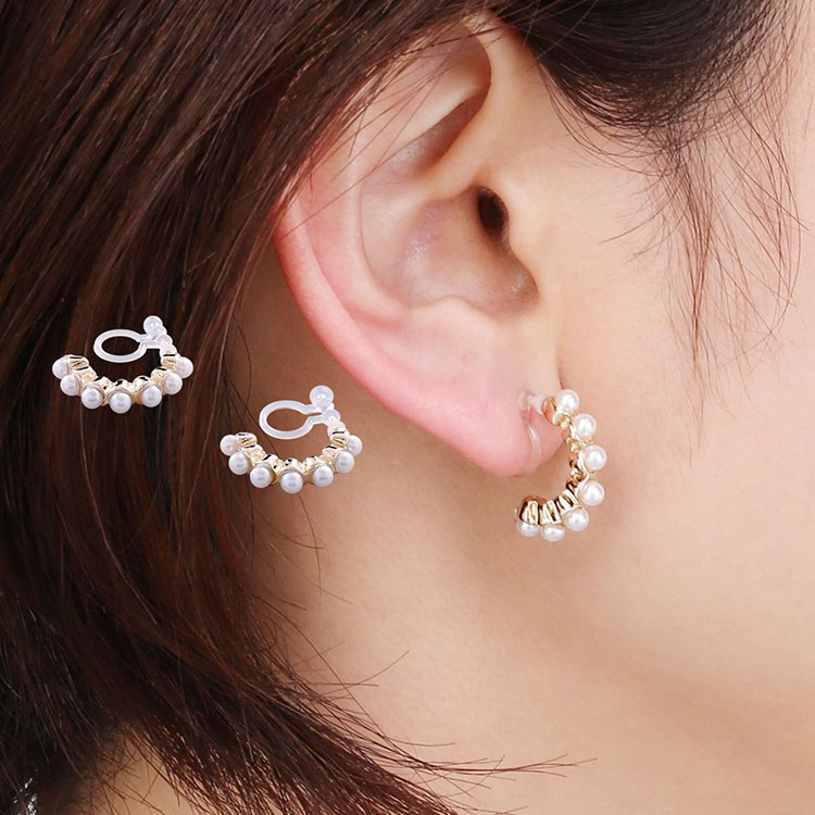 7粒 パール ゴールド ベース ラウンド イヤリング ニッケルフリー 低アレルギー 素材 金属アレルギー 【ネコポスで送料無料】【返品交換不可】 浴衣 に 合う...