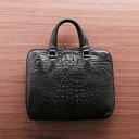 【クーポン対象】クロコダイル ホーンバック ブリーフケース 2WAY メンズ ショルダーベルト付き ビジネスバッグ ラウンドファスナー A4 対応 マット 加工...
