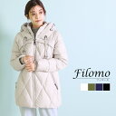 【5 OFFクーポン】ダウンコート レディース ミドル丈 フード付き ハンガリー ダウン90％ 手洗い ブランド Filomo 冬 ダウンジャケット アウター 洗える 軽量 ミドル 白 アイボリー ネイビー カーキ ブラック 黒 ギフト プレゼント 母の日 実用的 6F (08000265r)