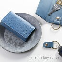 オーストリッチ キーケース メンズ 男性 ブルー 青 キーリング キーホルダー 本革 スマートキー 上品 おしゃれ 軽量 軽い 柔らかい 使いやすい コンパクト...
