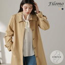ステンカラーコート レディース 春 ストレッチ コート トレンチコート filomo ライトアウター スプリングコート アウター 通勤 OL ビジネス オフィス...