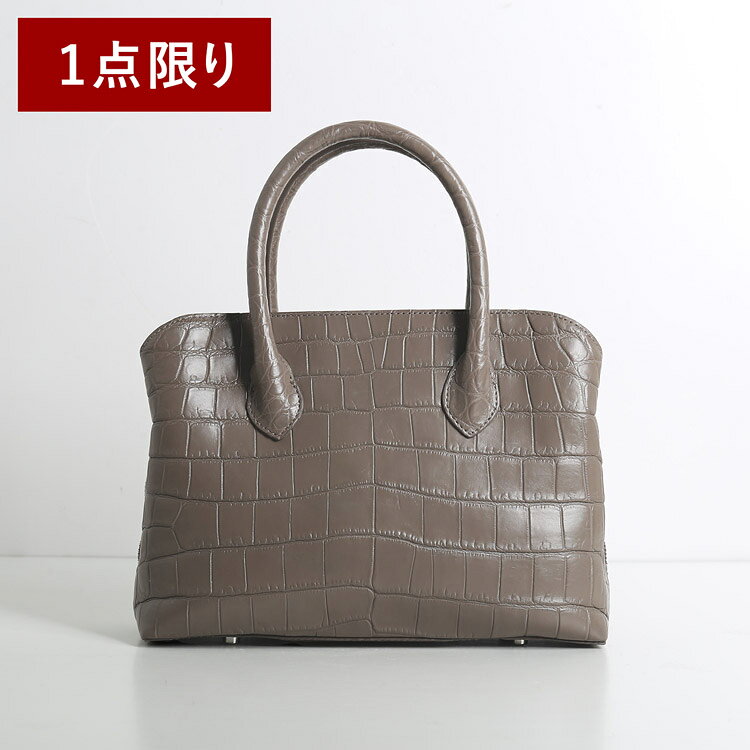 【1点限り】【アウトレット】ナイルクロコダイル ハンドバッグ レディース トープ 2WAY ショルダーベルト マット加工 エイジング 自立型 660g マグネット ギフト プレゼント 4F (06001975-43r)